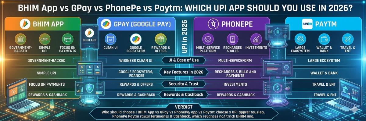 BHIM App vs GPay vs PhonePe vs Paytm: Which UPI App Should You Use in 2026?